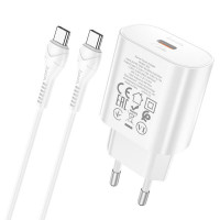 Мережевий зарядний пристрій HOCO N22 Jetta PD25W charger set(Type-C to Type-C)(EU) White (Цвет 7068) - фото № 3