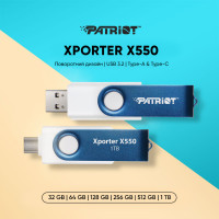 Флеш-накопичувач Patriot USB 3.2 Gen 1 Xporter X550 128GB Type-A+C (Цвет Белый) - фото № 5