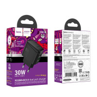 Мережевий зарядний пристрій HOCO CS61A Bright PD30W+QC3.0 charger (EU) Black (Цвет 7073) - фото № 2