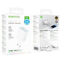 Мережевий зарядний пристрій BOROFONE BA89A Destello PD30W+QC3.0 charger (EU) White (Цвет Білий) - фото № 2