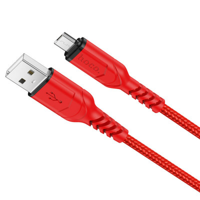Кабель HOCO X59 USB to Micro 2.4A, 1m, nylon, TPE connectors, Red - зображення 1