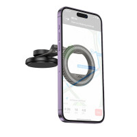Автотримач для телефона HOCO H77 View folding magnetic ring car holder (center console) Black Metal Gray (Колір Black Metal Gray) - фото № 3