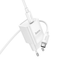 Мережевий зарядний пристрій HOCO C148A Charm single port PD30W charger set (C to C) (EU) White (Колір Білий) - фото № 7