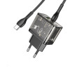 Мережевий зарядний пристрій HOCO N34 Dazzling dual-port PD20W+QC3.0 charger set(Type-C to Type-C) Transparent Black - зображення 3