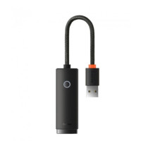 USB-Hub Baseus Lite Series Ethernet Adapter USB-A to RJ45 LAN Port (1000Mbps) Black (Колір 7073), Атикул k39986 |  купить на VILKI.NET - фото № 1
