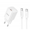 Мережевий зарядний пристрій HOCO C148A Charm single port PD30W charger set (C to C) (EU) White k57946 - № 1 Мережевий зарядний пристрій HOCO C148A Charm single port PD30W charger set (C to C) (EU) White (Білий) Hoco - № 1