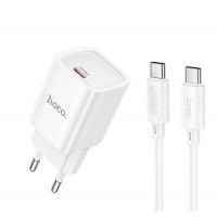 Мережевий зарядний пристрій HOCO C148A Charm single port PD30W charger set (C to C) (EU) White (Колір Білий), Атикул k57946 |  купить на VILKI.NET - фото № 1