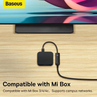 USB-Hub Baseus Lite Series Ethernet Adapter USB-A to RJ45 LAN Port (1000Mbps) Black (Колір 7073) - фото № 6
