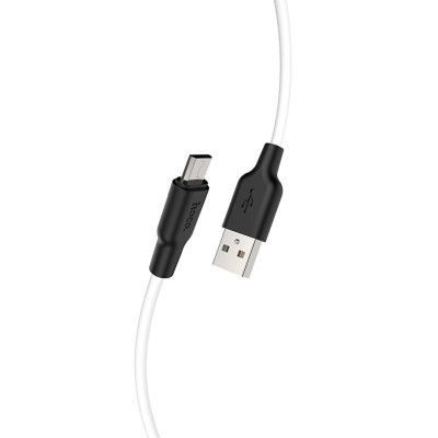 Кабель HOCO X21 Plus USB to Micro 2.4A, 2m, silicone, silicone connectors, Black+White (6931474713834) - зображення 1