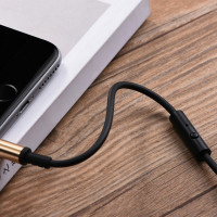 Аудіокабель HOCO UPA02 AUX Spring Audio cable (with Mic) Black (Колір Черный) - фото № 2
