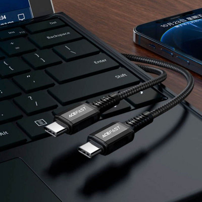 Кабель ACEFAST C1-09 USB-C to USB-C aluminum alloy audio/video transmission full-featured data cable Black - изображение 3