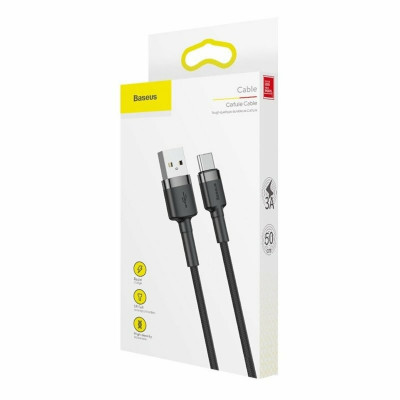 Кабель Baseus Cafule Cable USB For Type-C 3A 2m Gray+Black - зображення 6
