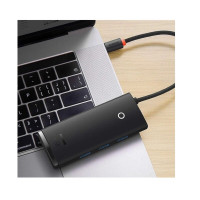 USB-хаб Baseus Lite Series 4-Port USB-A HUB Adapter (USB-A to USB 3.0*4) 25cm Black (Колір Черный) - фото № 4