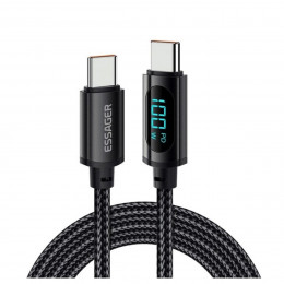 Кабель Essager Enjoy LED Digital Display USB Charging Cable Type C to Type C 100W 1m black (EXCTT1-XY01-P)