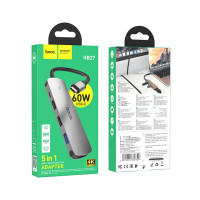 USB-хаб HOCO HB27 Type-C multi-function converter(HDTV+USB3.0+USB2.0*2+PD) Metal Gray (Колір Metal Gray) - фото № 7