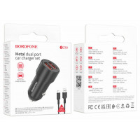 Автомобільний зарядний пристрій BOROFONE BZ19 Wisdom dual port car charger set(Type-C) Black (Цвет 7073) - фото № 4