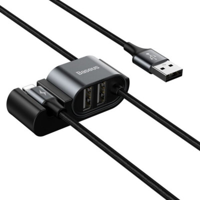 Кабель Специальный кабель передачи данных Baseus для заднего сиденья (USB — iP+Dual USB), черный (CALHZ-01) - изображение 1