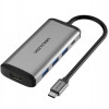 Хаб Vention Type-C to HDMI/USB3.0*3/PD Converter 0.15M Gray Metal Type (CNBHB) (CNBHB)