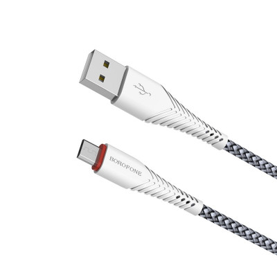 Кабель BOROFONE BX25 Powerful USB to Type-C 3A,1m, nylon, TPE connectors, White - изображение 1