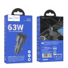 Автомобільний зарядний пристрій HOCO Z57B Glorious 63W dual-port digital display PD45W+QC3.0 car charger Metal Gray (Metal Gray)- № 2