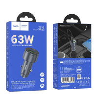 Автомобільний зарядний пристрій HOCO Z57B Glorious 63W dual-port digital display PD45W+QC3.0 car charger Metal Gray (Цвет Metal Gray) - фото № 2