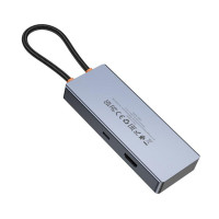 USB-хаб HOCO HB50 Wow 5-in-1 multi-function converter (HDTV+PD+USB3.0*3) Deep Space Gray (Колір Deep-Space-Gray) - фото № 3