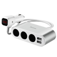 Автомобільний зарядний пристрій HOCO Z13 LCD one-pull-three car charger Silver (Цвет Silver), Атикул k23768 |  купить на VILKI.NET - фото № 1