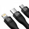 Кабель Baseus Flash Series Ⅱ One-for-three Fast Charging Data Cable USB to M+L+C 100W 1.2m Black (Черный)- № 3