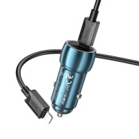 Автомобільний зарядний пристрій HOCO Z48 Tough 40W dual port(2C) car charger set(C to iP) Sapphire Blue (Колір Sapphire Blue) - фото № 3