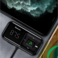 АЗП з FM-модулятором Baseus T Shaped S-16 Car Bluetooth MP3 Player Black (Цвет Черный) - фото № 4