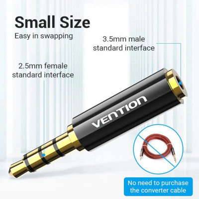 Адаптер Vention 3.5mm Male to 2.5mm Female Audio Adapter Black Metal Type (BFBB0) - зображення 7