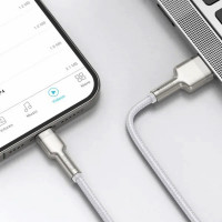 Кабель Baseus Cafule Series Metal Data Cable USB to IP 2.4A 1m White (Цвет Білий) - фото № 8