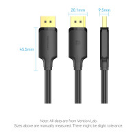 Кабель Vention DisplayPort Male to Male 4K HD Cable 2M Black (HAKBH) (Колір 7073) - фото № 4