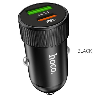 Автомобільний зарядний пристрій HOCO Z32B Speed up PD20W+QC3.0 car charger Black (6931474739797) - зображення 2