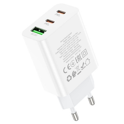 Мережевий зарядний пристрій HOCO C99A PD20W+QC3.0 three-port(2C1A) charger White (6931474767554) - зображення 5