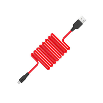 Кабель HOCO X21 USB to Micro 2А, 1м, силикон, разъемы TPE, Черный+Красный (6957531071396) - изображение 1