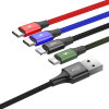 Кабель Baseus Fast 4-in-1 Cable For iP+Type-C(2)+Micro 3.5A 1.2m Black - изображение 3