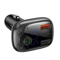 АЗП з FM-модулятором Baseus T Shaped S-13 Car Bluetooth MP3 Player (PPS Fast Charger Edition) Black (Колір Черный) - фото № 2