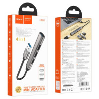 USB-хаб HOCO HB26 4 in 1 adapter(USB to USB3.0+USB2.0*3) Metal Gray (Колір Metal Gray) - фото № 5