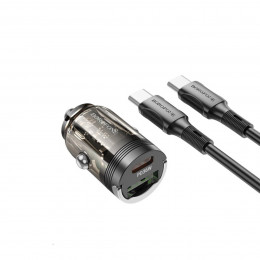 Автомобільний зарядний пристрій BOROFONE BZ29A Talented PD36W+QC3.0 car charger set(Type-C to Type-C) Black