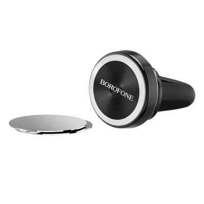 Тримач для мобільного BOROFONE BH6 Platinum metal magnetic in-car holder for air outlet Black - зображення 3