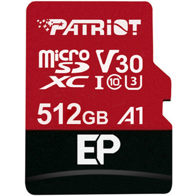 microSDXC (UHS-1 U3) Patriot EP Series 512Gb class 10 V30 (R-100MB/s, W-80MB/s) (adapter SD) - изображение 1