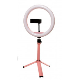 Кільцева світлодіодна LED лампа OL-K30 26 см + тримач для телефону и штатив-трипод 17 см Pink