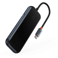 USB-хаб Baseus AcmeJoy 4-Port Type-C HUB Adapter（Type-C to USB3.0*3+Type-C PD&Data *1）Dark Gray (Колір Темно-серый) - фото № 2