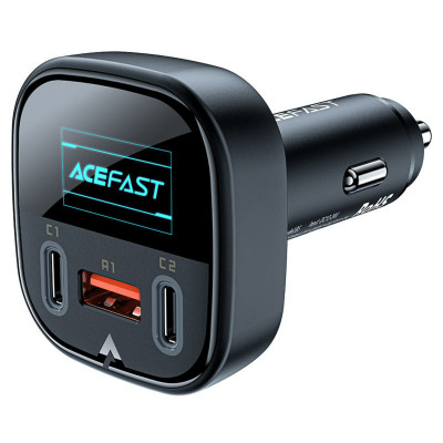 Автомобильное автомобильное зарядное устройство ACEFAST B5 101W (2C+A) металлическое с интеллектуальным OLED-дисплеем (AFB5B) - изображение 1