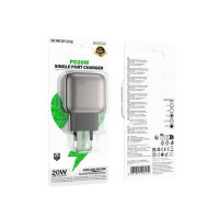 Мережевий зарядний пристрій BOROFONE BAS53A Absolute single-port PD20W charger set (C to C) (EU) Black (Цвет 7073) - фото № 3