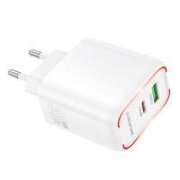 Мережевий зарядний пристрій BOROFONE BA89A Destello PD30W+QC3.0 charger (EU) White (Цвет Білий) - фото № 6