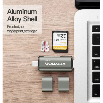 Картрідер Vention USB3.0 Multi-function Card Reader Gray Metal Type (CCHH0) - зображення 8
