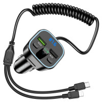 АЗП з FM-модулятором BOROFONE BC45 Prestige QC3.0 2-in-1 car BT FM transmitter with cable 18W Black (Колір Черный), Атикул k41696 |  купить на VILKI.NET - фото № 1
