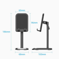 Тримач для телефона Height Adjustable Desktop Cell Phone Stand Black Aluminum Alloy Type (KCQB0) (Колір Black) - фото № 8
